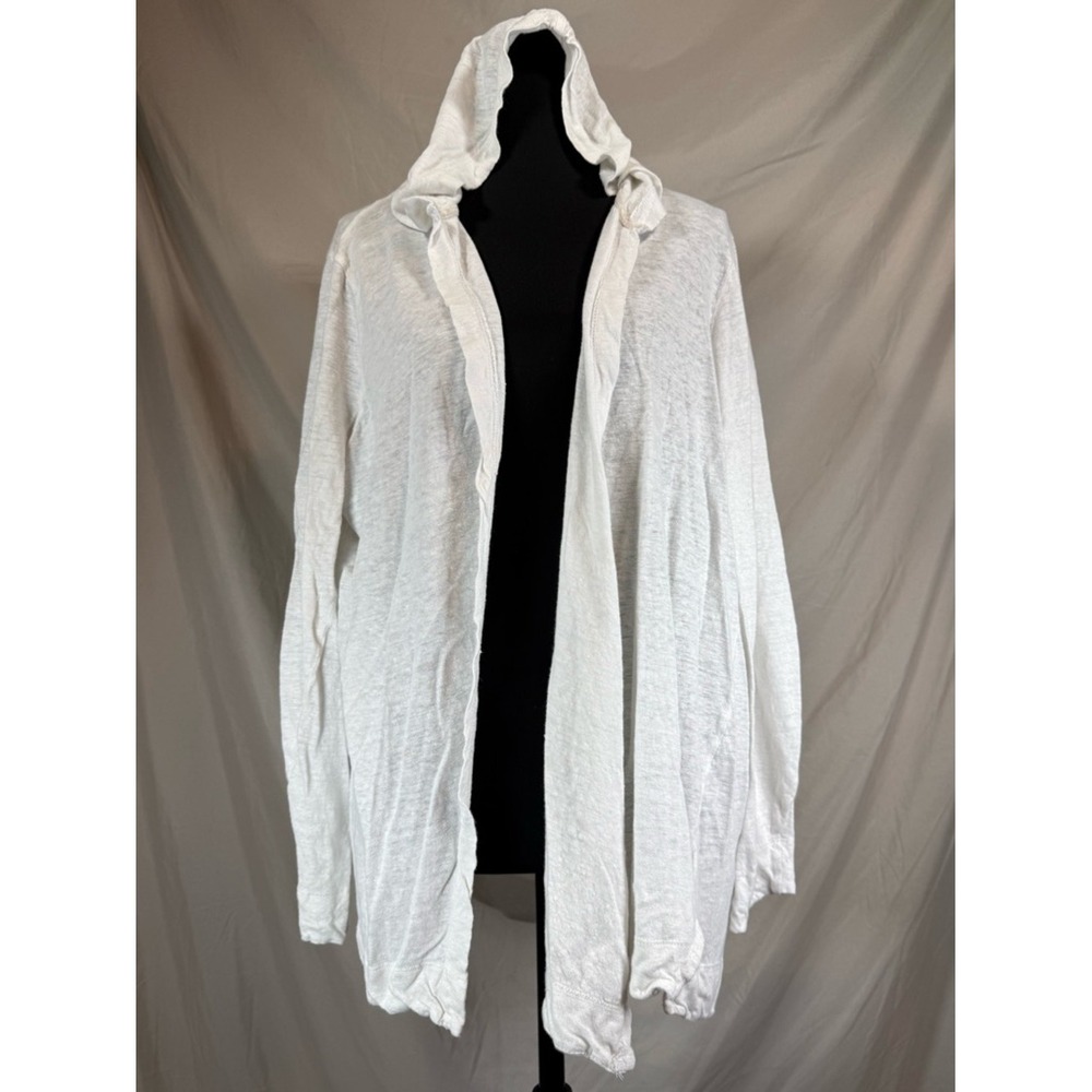 Tahari Open-Front Hooded Linen Cardigan 🤍